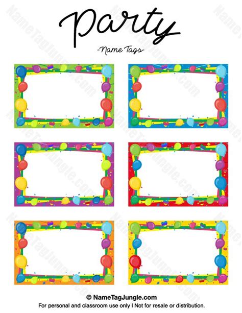 Printable name tags templates for parties