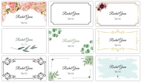 Printable place cards designs