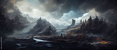 Printable Scenery Mythical Landscape