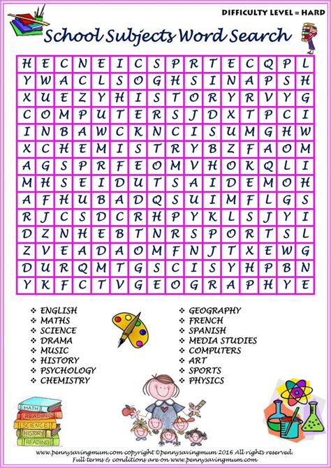 Printable Search Word Templates for Education