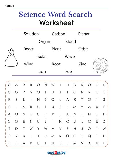 Printable Search Word Templates for Science