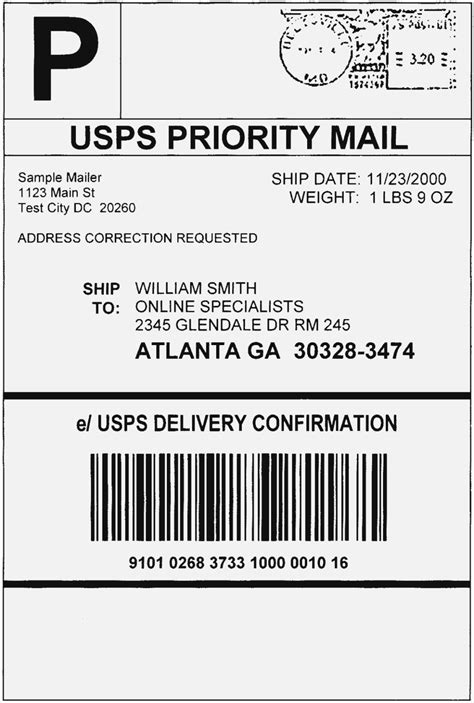 Example of Printable Shipping Labels