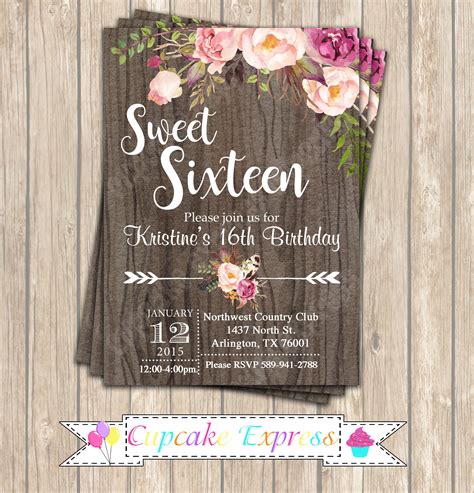 Printable Sweet 16 Invitations