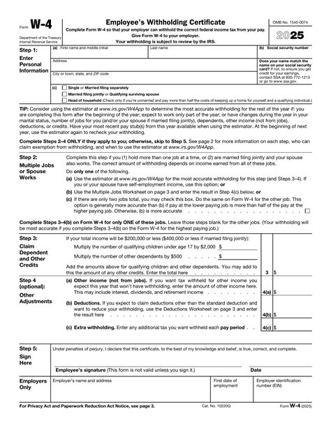 Printable W4 Form