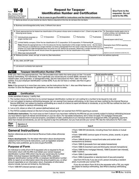 Printable W9 Form Download