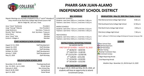 PSJA District Important Dates