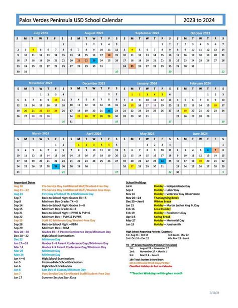 PVPUSD School Calendar