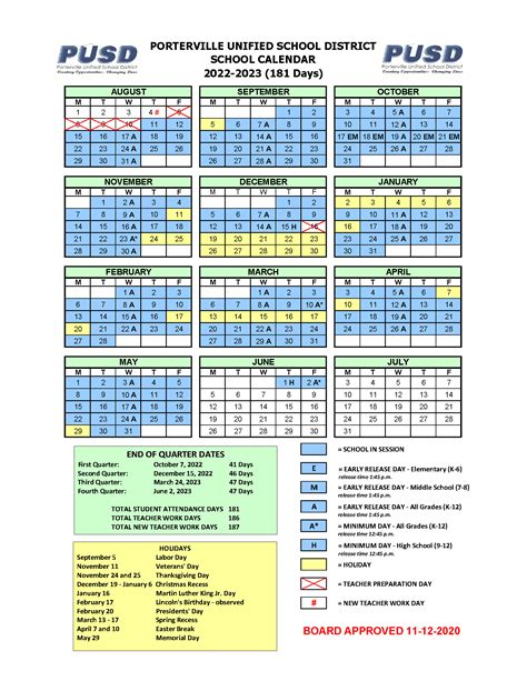 PVPUSD School Calendar Events