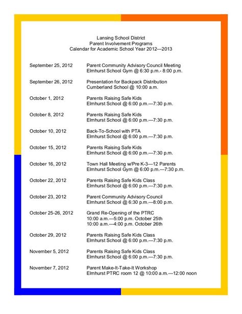 QPS Calendar and Parental Involvement