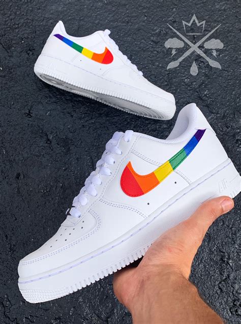 Rainbow Air Force 1 sneakers with vibrant color scheme