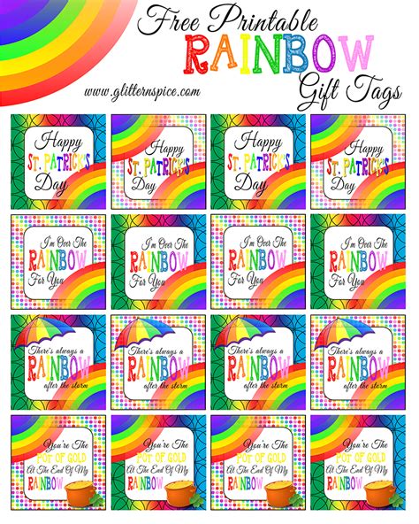 Rainbow printables for gifts