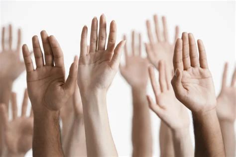 Raised hands in a spiritual gesture