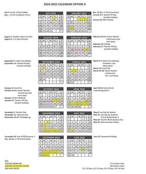 Rapides Parish School Calendar Components