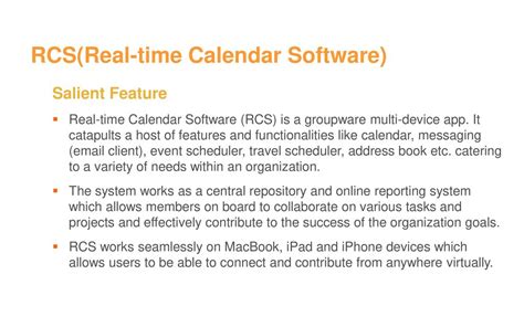 RCS Calendar Features