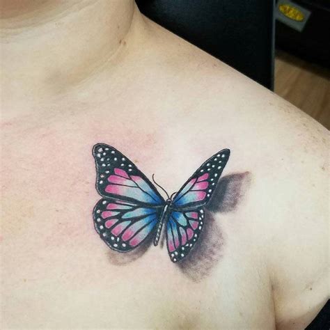 Realistic 3D butterfly tattoo design