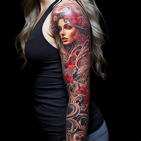 realistic sleeve tattoo design