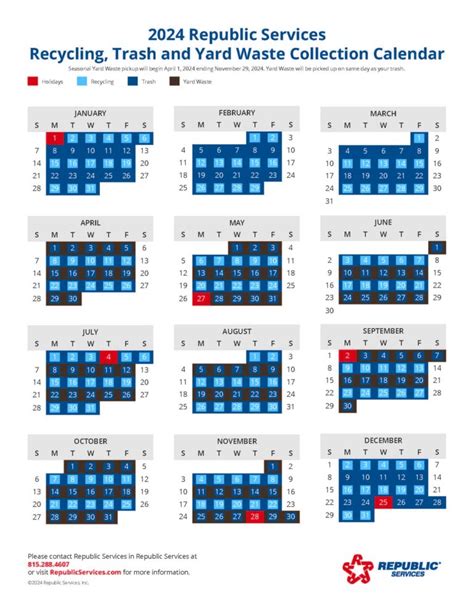 Republic Waste Calendar Guide Image 1