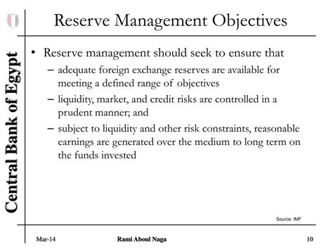 Reserve Management Objectives