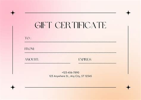 Retail Gift Certificates