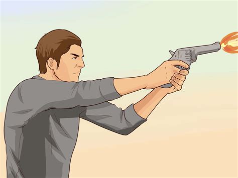 A person shooting a revolver