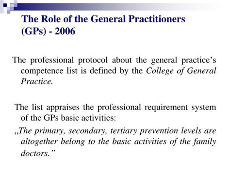 Role of General Practitioner Doctor