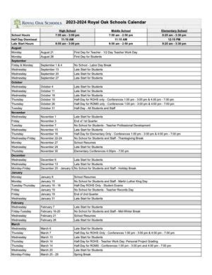 Royal Oak Schools Standardized Testing Calendar