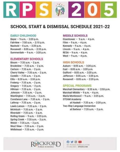 RPS205 School Calendar Overview