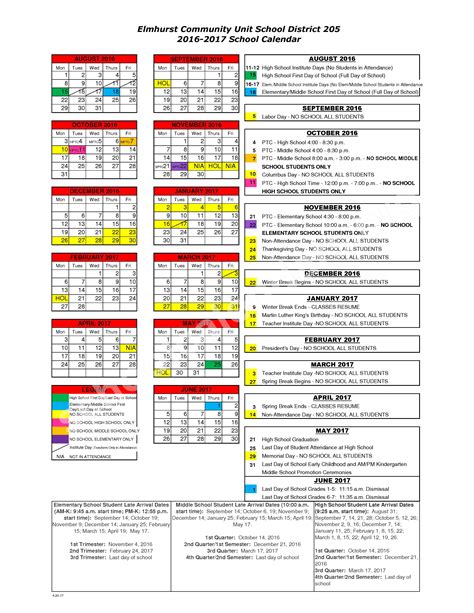 RPS205 School Calendar Image 1