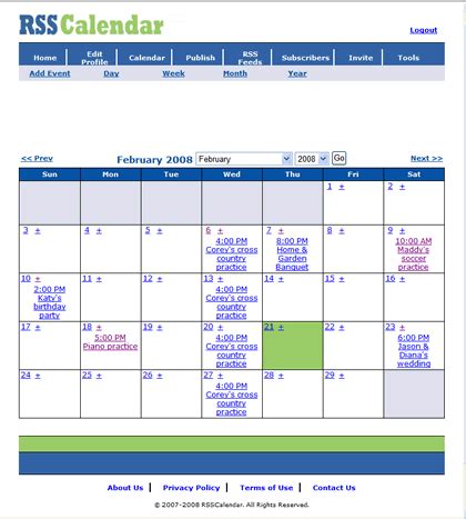 Uses of RSS Calendar Guide