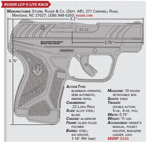 Ruger LCP 2 Weight and Dimensions