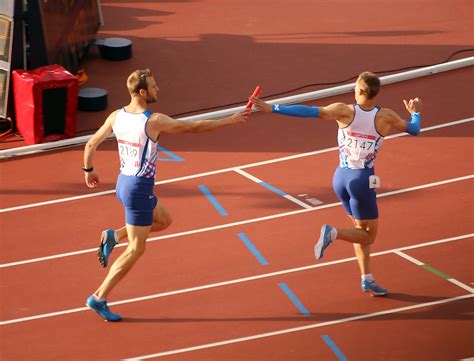 Relay runners in action