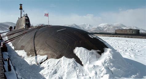 Russian submarine in the Arctic region