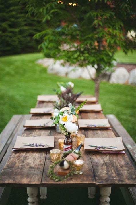 Rustic table setting with navy blue tablecloth