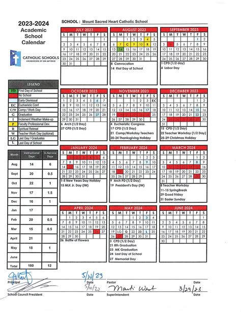 Sacred Heart Academic Calendar Image 7