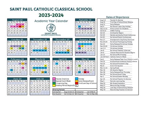 Saint Paul Schools Calendar Key Features