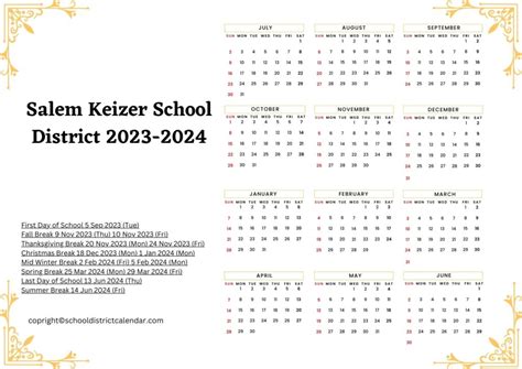 Salem Keizer Calendar Image