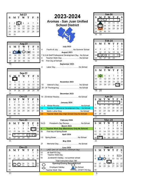 San Juan USD Calendar Educators Image