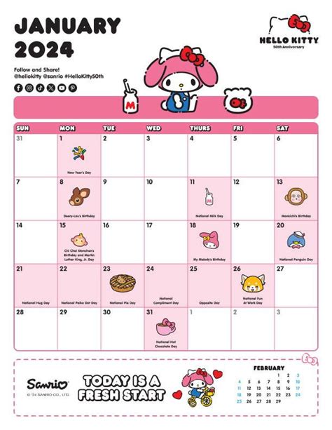 Sanrio Cute Calendars