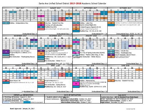 Santa Ana School District Calendar