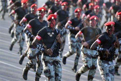 RSAF security personnel guarding a military base in Saudi Arabia