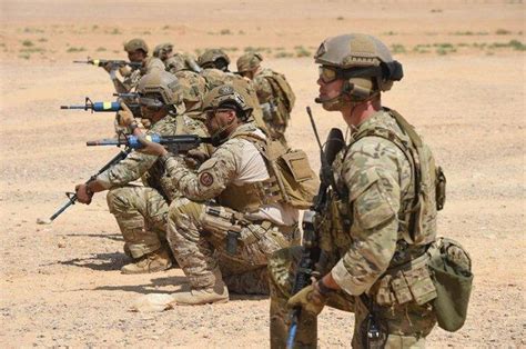 Saudi Arabian Army soldiers training at a military base in Saudi Arabia