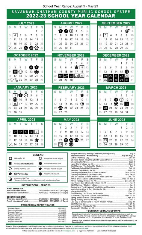 Savannah Schools Calendar Image 2