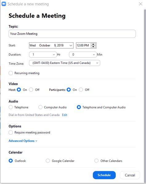 Description of Scheduled Meetings Print