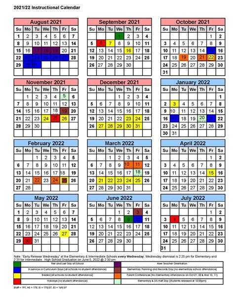 School District Year Calendar