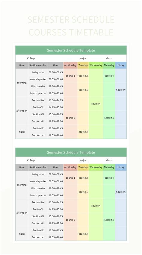 Semester and Quarter Schedules