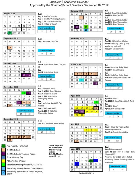 Academic Calendar by Semester