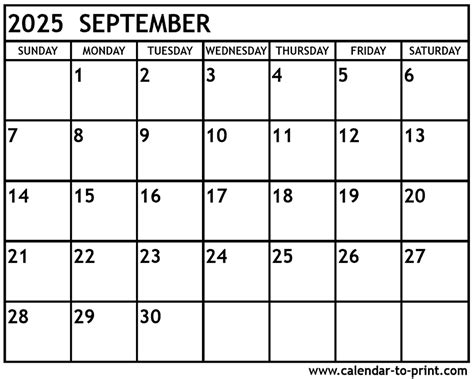 September 2025 calendar view