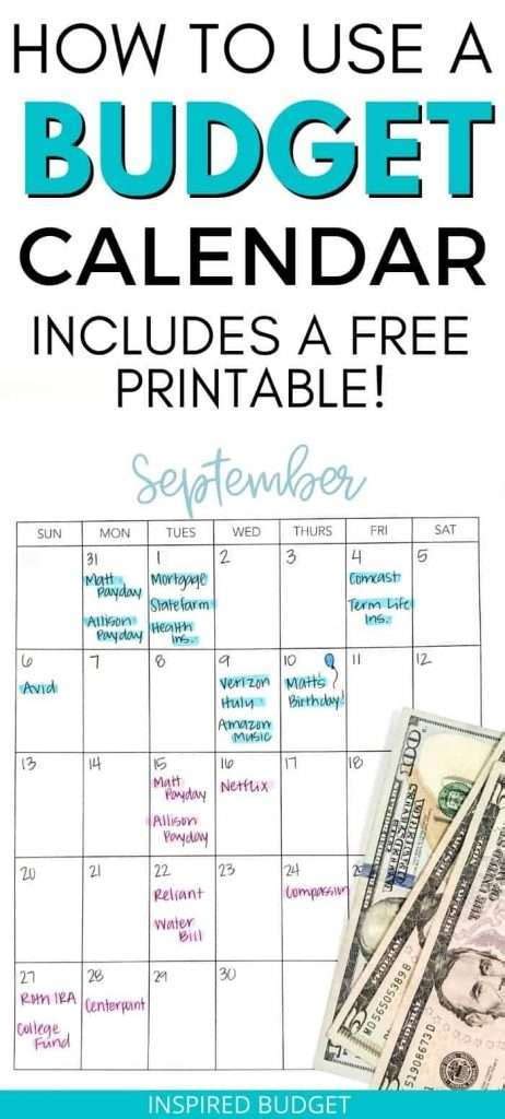 September budgeting calendar