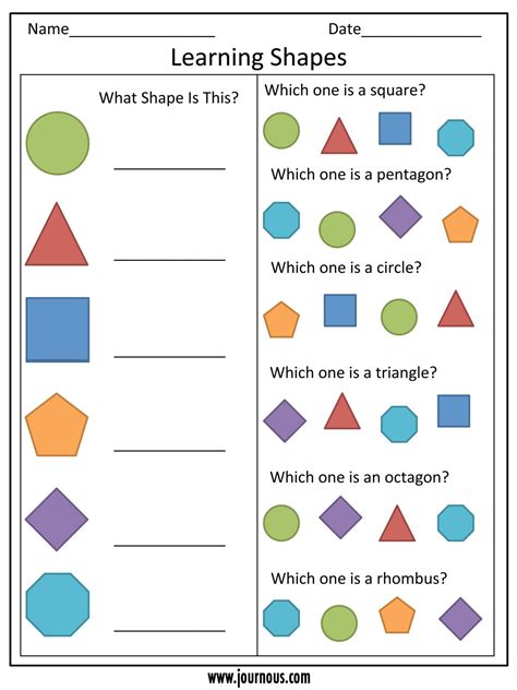 Shape Identification Worksheets