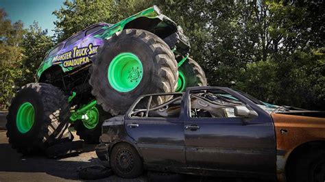 A family attending a monster truck event